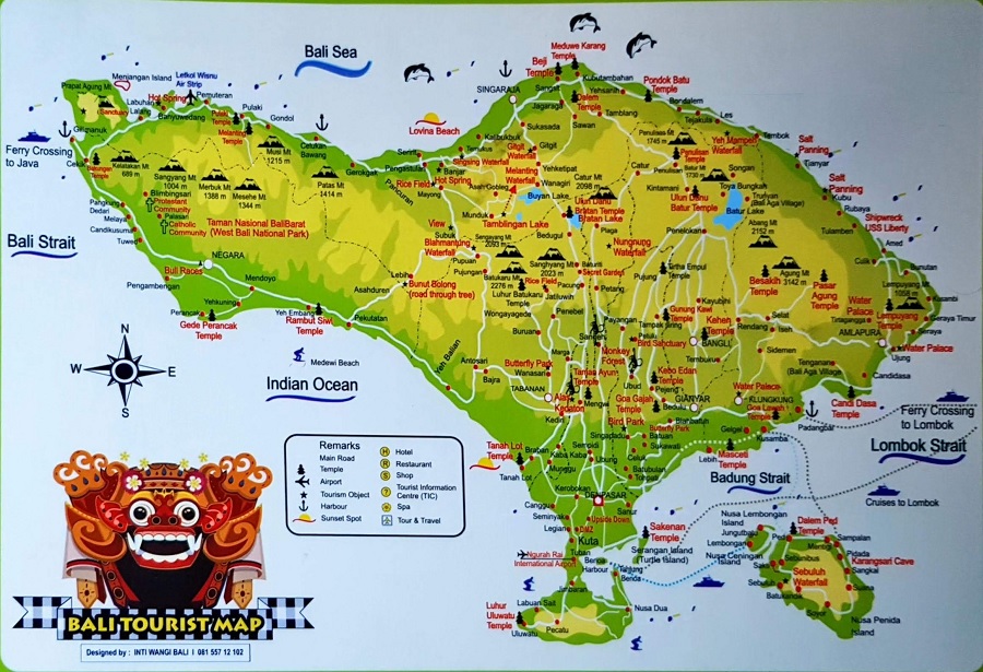 carte pour un itinéraire de 15 jours à Bali